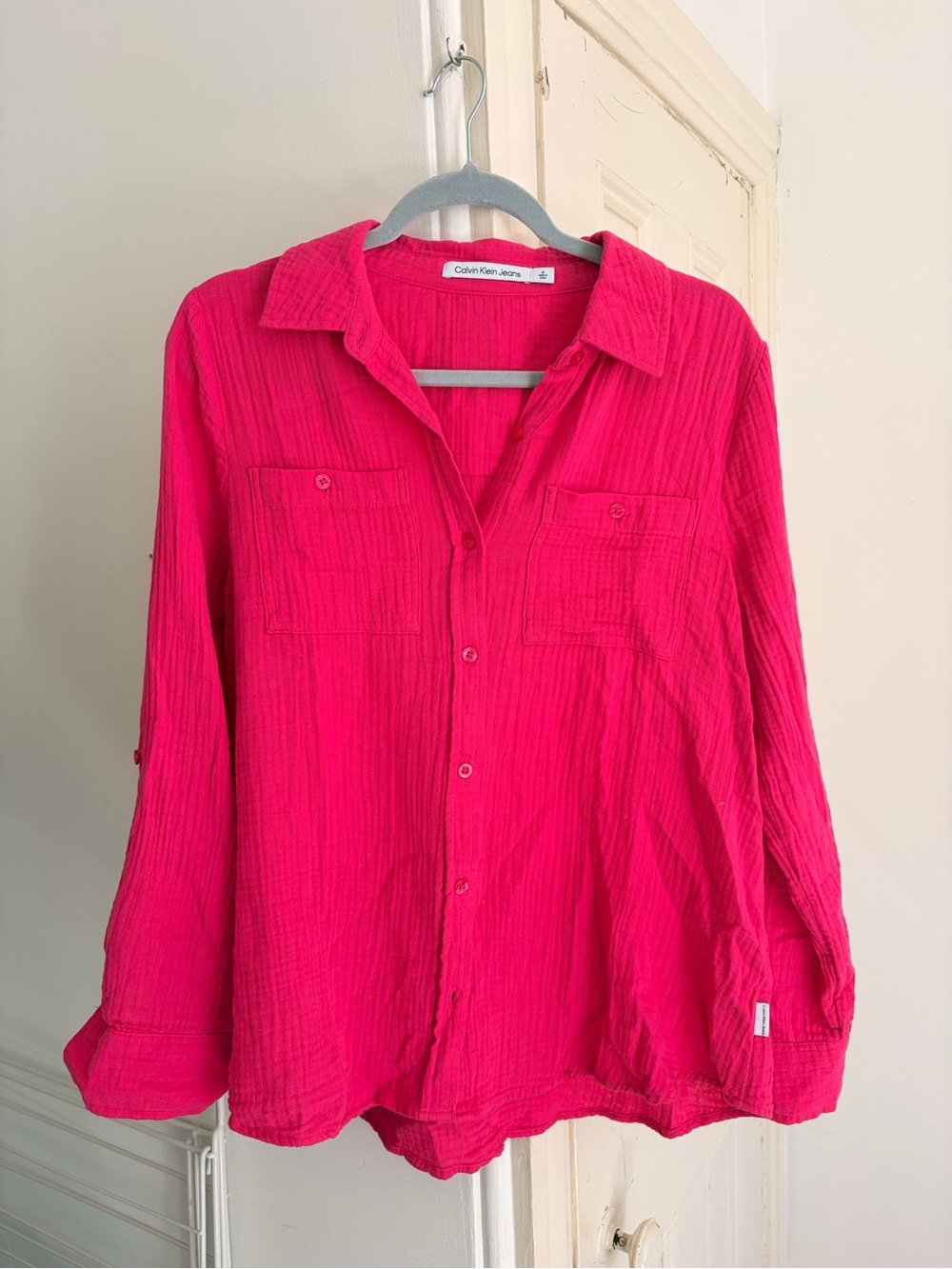 Calvin Klein Women's Pink Button-Up Shirt